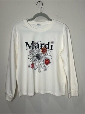 Mardi  Cream Long-Sleeve Floral Tee